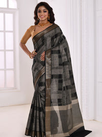 Black Khadi Cotton Traditional Casual Saree