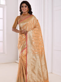 Peach Banarasi Silk Silver Zari Embellished Saree