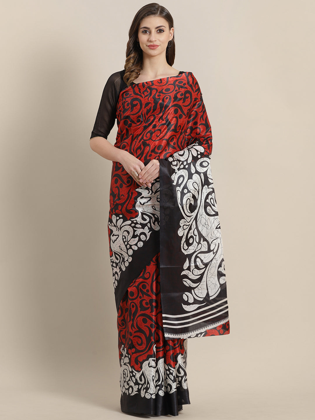 Chhabra 555 French Tussar Silk printed Saree with Goemetrical Colorblocking Digital design