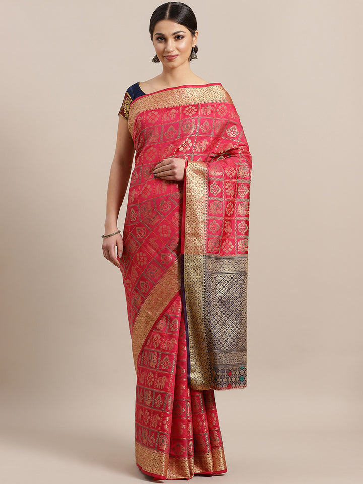 Chhabra 555 Gharchola Banarasi Silk saree with Meenakari/ Ethnic Peacock Motifs and heavy Blouse