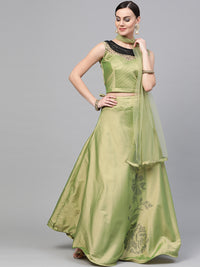 Chhabra 555 Made-to-Measure Embellished lehenga Set with Embossed Black Crystals and Pearls