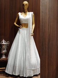 Bling Cocktail Raw Silk Embellished Lehenga with Crystals