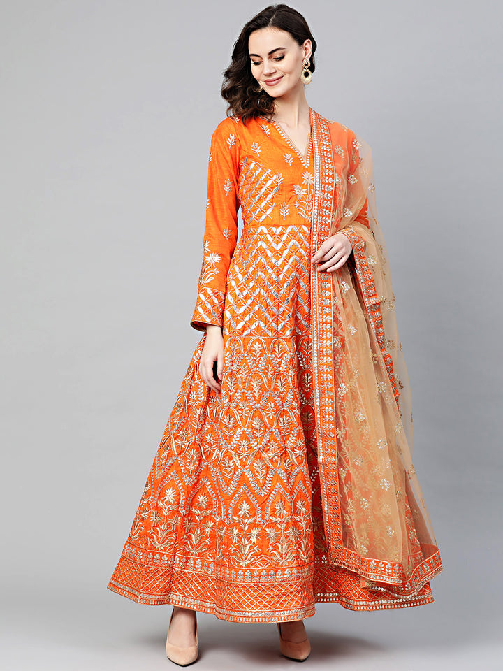 Chhabra 555 Made to Measure Mughal inspired Anarkali Kurta Set with intricate zari and Gota Patti Embroidery