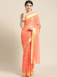Chhabra 555 Chanderi Silk Kota saree with intricate Zari weaving in a striped pattern