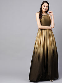 Chhabra 555 Satin floor length Ombre Cocktail Gown with kundan embellished neckline