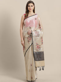Chhabra 555 Banarasi organza Tissue Silk saree with Metallic Zari  in a cross stich floral pattern 