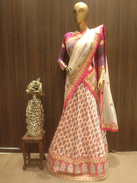 Digital Printed Semi-Stitched Lehenga with Embroidery Border & Contrast Heavy Dupatta