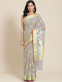 Chhabra 555 Grey Zari Meenakari Woven Organza Tissue Contemporary Saree

Color: Grey

Type: Jamdani Sarees

Pattern: Woven Design

Pattern Type: Floral

Ornamentation: Zari

Border: Zari

Fabric: Organza

Saree: 5.4 mtr., Width: 1.10 mtr, Blouse: 0.80 mtr
Dryclean Only

The CAD image gives a detailed look of the actual blouse piece that comes with this saree. The blouse used by the model in the pictures is only for styling purpose.