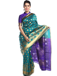 Green & Purple Coloured Banarasi Silk  Saree