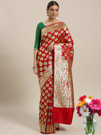 Chhabra 555 Kanjeevaram Wedding Silk saree with Zari Buti weaving and heavy Zari weaving