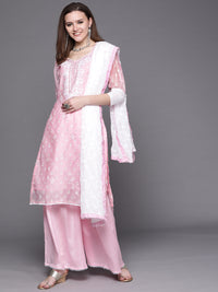 Chhabra 555 Chanderi Chikankari Sharara Suit with Resham Schiffli Embroidery & Chiffon Dupatta