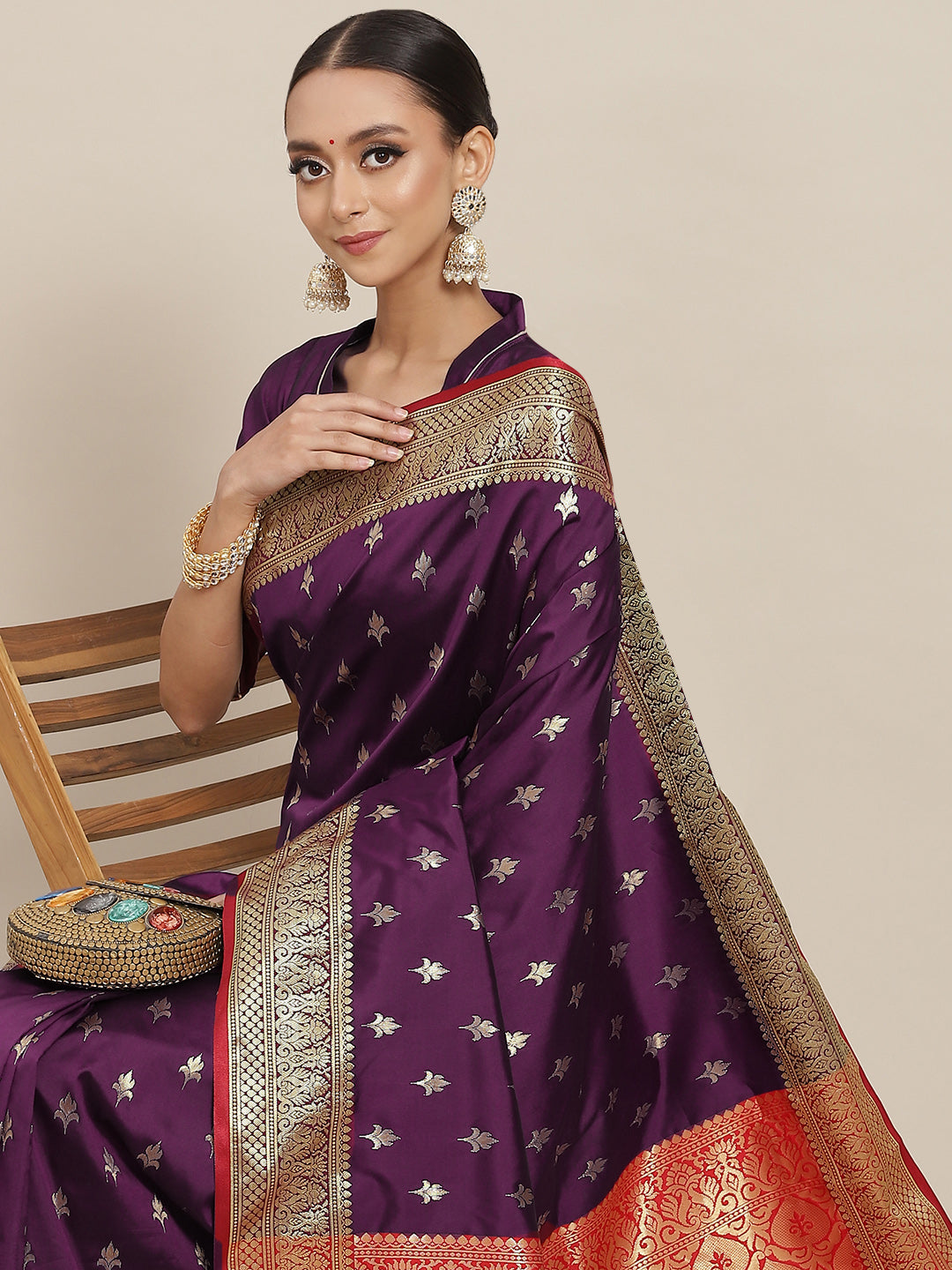 Chhabra 555 Ethnic Motifs Gold Zari Mysore Silk Bridal Handloom Woven Saree