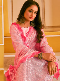 Chhabra 555 Allover Sequin Embroidered Party Wear Saree with Contrast Scalloped Border