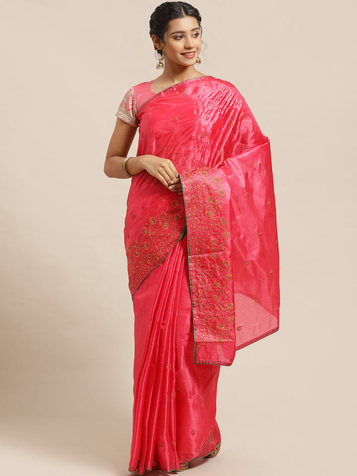 Tussar Banarasi Saree with Resham Floral Embroidery