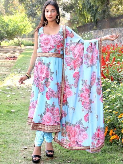 Chhabra 555 Made to Measure Frock Style Kurta Churidar Set with Floral Summer Digital Print