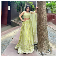 Green Embellished Lehenga Set