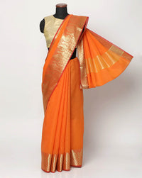 Chanderi Silk Saree in  Vibrant color & Intricate Zari Weaving Ethnic Border Pattern