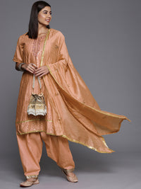Chhabra 555 Orange Cotton Resham & Sequin Embroidered Unstitched Suit with Embellished Dupatta