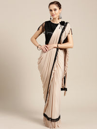 Draped Ruffled Pre-stitched Saree with Tassled Sequin Embellished Blouse