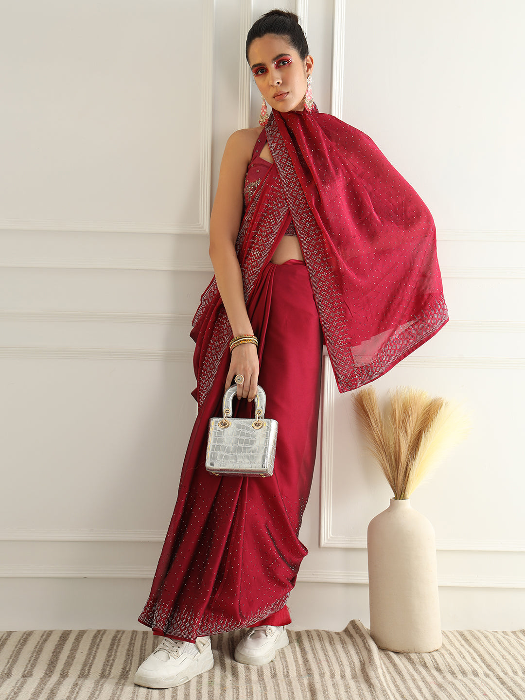 Chhabra 555 Georgette Cocktail Party Wear Saree with Intricate Crystal Embellishments