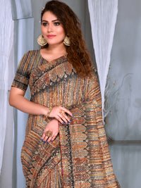 Chhabra 555 Allover Sequin Embellished Party Wear Saree with Striped Digital Print