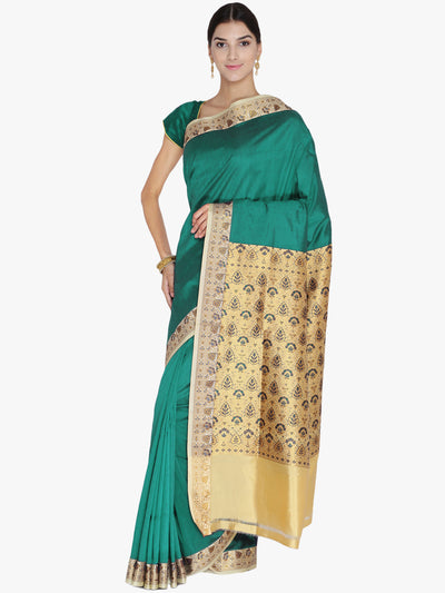 Chhabra 555 Green & Beige Woven Design Banarasi Silk Saree