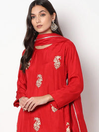 Chhabra 555 Made to Measure Floral Gota-Patti Embroidered Kurta With Striped Pallazo and Dupatta