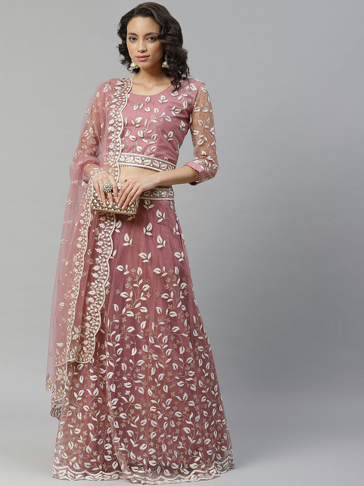 Made to Measure Cutdana and Sparkle Embroidered Net Lehenga Set with Heavy Net Dupatta