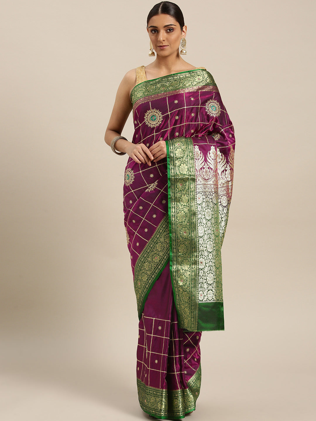 Chhabra 555 Gharchola silk saree with Meenakari weaving and Zari embroidery, Stone work