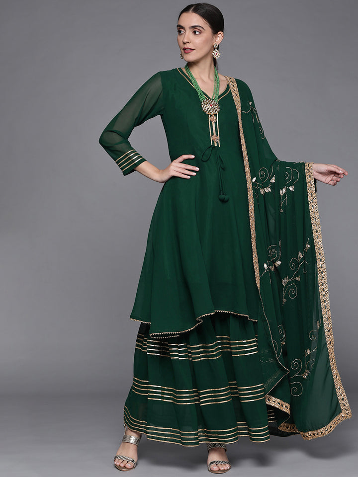 Chhabra 555 Made to Measure Peplum Kurta Sharara Set With Heavy Cut-dana Embellished Dupatta