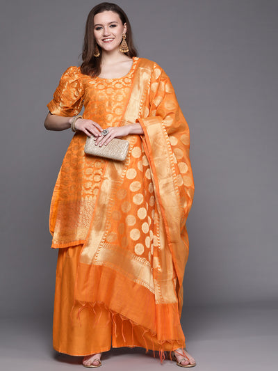 Chhabra 555 Made to Measure Banarasi Weaving Kurta Sharara Set With Handloom Dupatta,Puffed Sleeves 