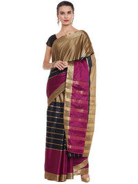 Taffy Brown & Voilet Banarasi Art Silk Saree