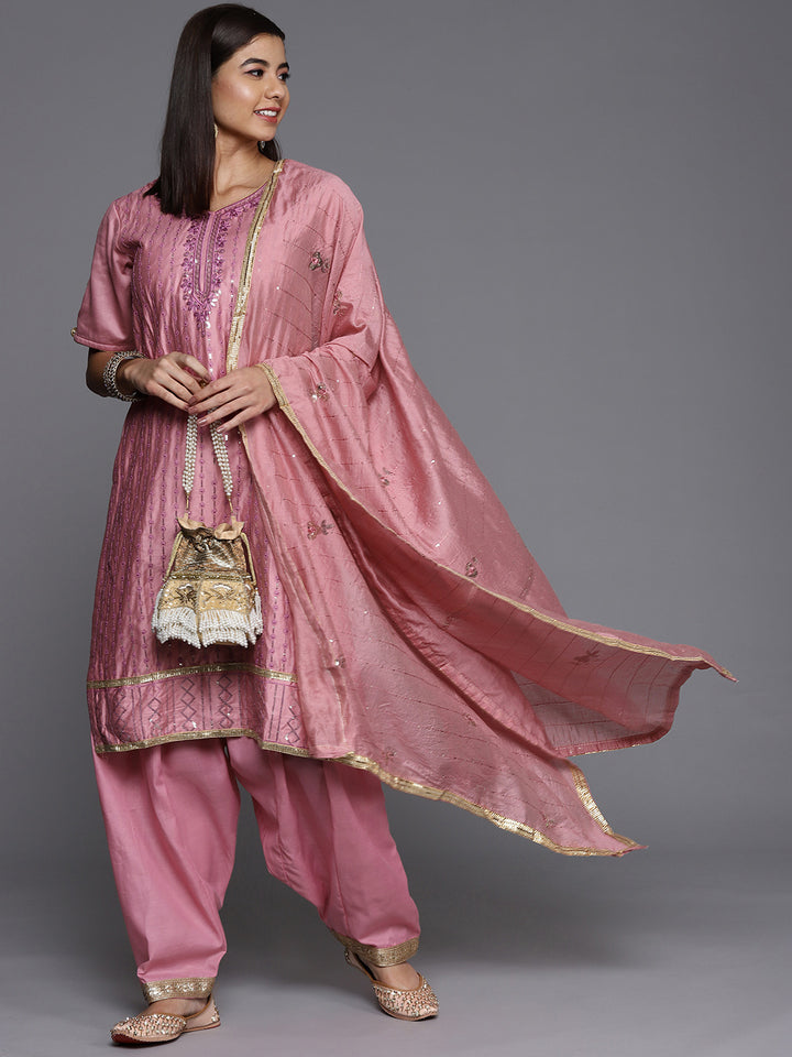 Made to Measure Cotton Resham & Sequence Embroidery Salwar Suit Set, Embellished Dupatta