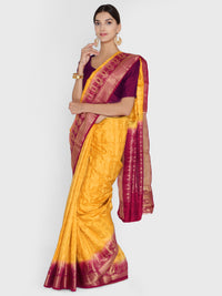 Yellow  Colored Banarasi Silk Saree