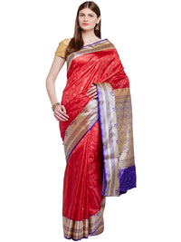 Red & Blue Coloured Banarasi Art Silk Saree