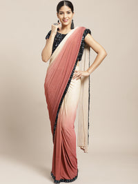 Ruffled Pre-stitched Saree with Ombre Drape & Sequence Border and Bling Seqenced Blouse