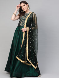 Chhabra 555 Made to Measure Mirror Embellished Cocktail gown with Sequin embroidered Dupatta