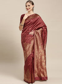 Chhabra 555 Kanjiwaram inspired Silk saree with Oxidised Zari Weaving in a Paisley Mughal pattern