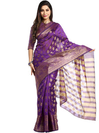 Purple & Gold Coloured Banarasi Art Silk Saree