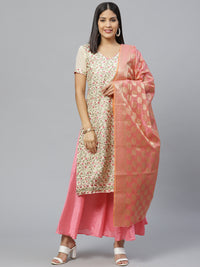 Chanderi Dress Material with  Resham Embroidery & Woven Banarasi Dupatta