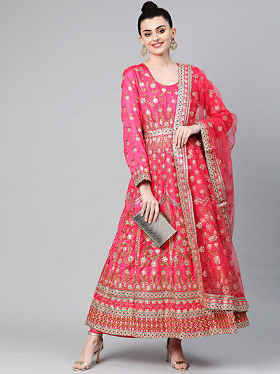 Chhabra 555 Made to Measure Mughal inspired Anarkali Kurta Set with intricate zari and Gota Patti Embroidery