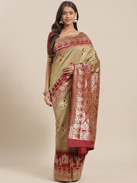 Chhabra 555 Ombre Resham & Zari weaving Silk Saree with Peacock & Wedding Procession Doli Motifs 