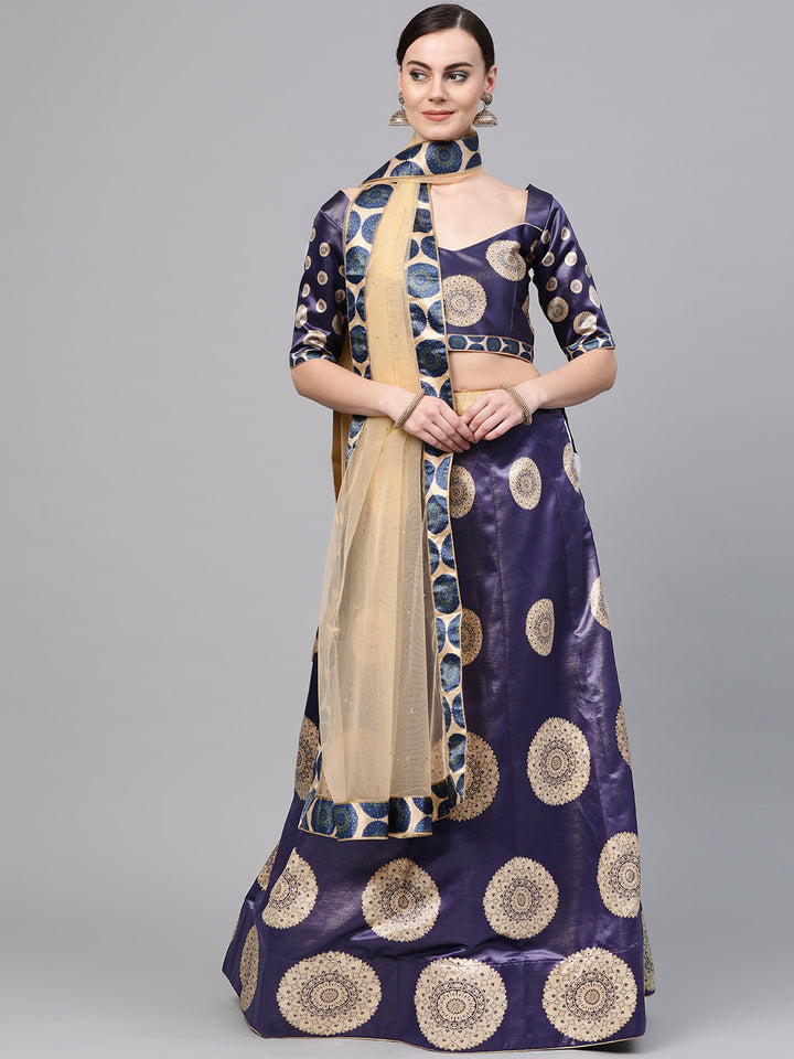 Chhabra 555 Satin Silk Semi-stitched Digital Print Lehenga Set with goemetrical Pattern