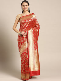 Chhabra 555 Kanjiwaram inspired silk saree with intricate zari weaving in a floral pattern