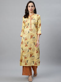 Made to Measure Cut Dana Embroidered Kurta Set With Gold Paint & Striped Pallazos