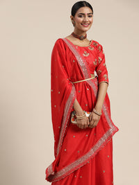 Chhabra 555 Red Bridal Cut-Work Bordered Sequence Embellished Saree With Resham Embroidered Blouse