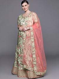 Semi-stitched Lehenga set with floral embroidery