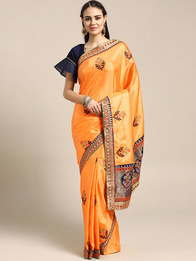 Chhabra 555 Georgette Saree with Paithani brocade border with peacock and bird motifs