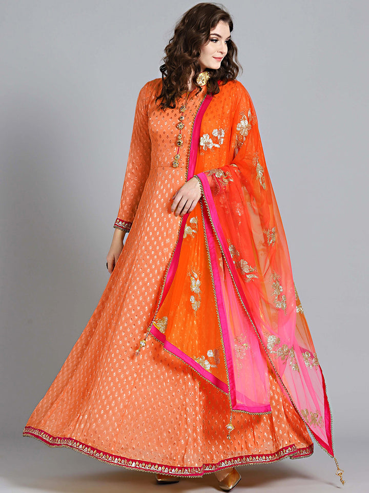 Khaddi Georgette Woven Suit with Embroidered Dupatta
