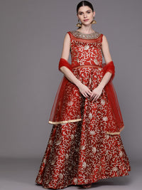 Anarkali Cocktail Gown with Embellished Neckline and Kasab Embroidery